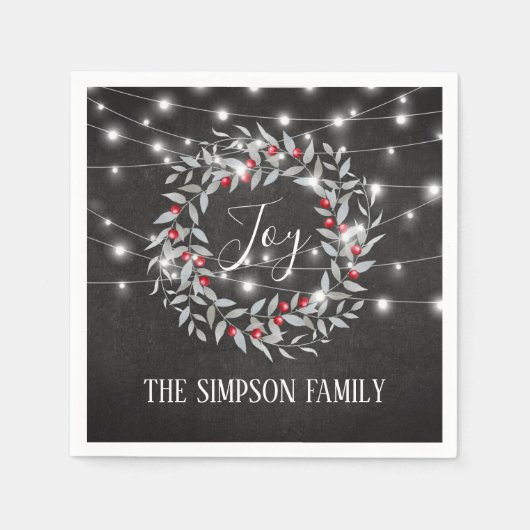 Serviette En Papier Festive de la joie rustiqueCouronne de Noël (Devant)