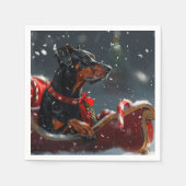 Serviette En Papier Festive de Noël de chien Doberman (Devant)