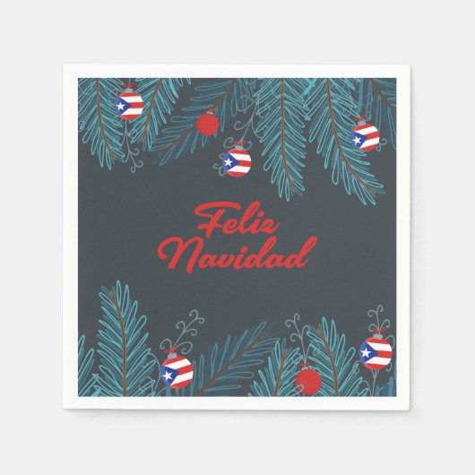 Serviette En Papier Festive Feliz Navidad Puerto Rican Paper Napkin (Devant)