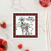 Serviette En Papier Festive Festive Zebra rouge noir lumières plaid (En situation)