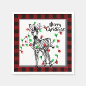 Serviette En Papier Festive Festive Zebra rouge noir lumières plaid (Devant)