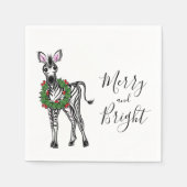 Serviette En Papier Festive Fête Zebra illustration, Holly wreath (Devant)