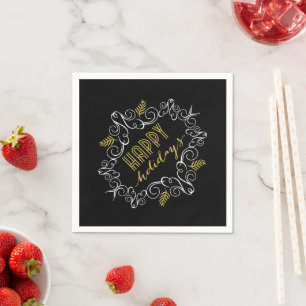 Serviette En Papier Festive Foliage Deco Gold Frame
