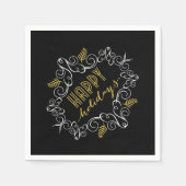 Serviette En Papier Festive Foliage Deco Gold Frame (Devant)