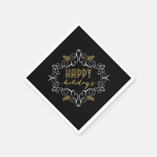 Serviette En Papier Festive Foliage Deco Gold Frame (Coin)
