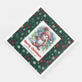 Serviette En Papier Festive funny snowman with snowflakes kids napkins (Coin)