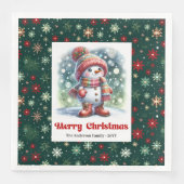 Serviette En Papier Festive funny snowman with snowflakes kids napkins (Devant)
