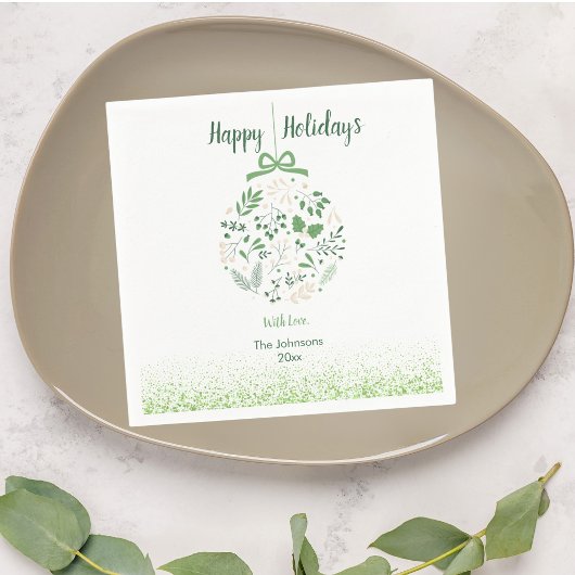 Serviette En Papier Festive Green Botanical Christmas Party