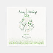 Serviette En Papier Festive Green Botanical Christmas Party (Devant)