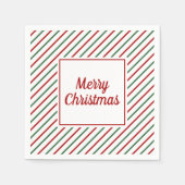 Serviette En Papier Festive Green Red Stripes Noël (Devant)