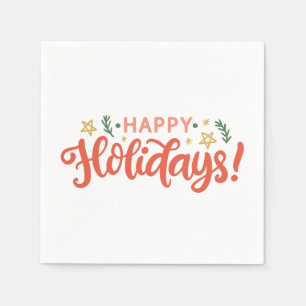 Serviette En Papier Festive Happy Holidays Design