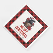 Serviette En Papier Festive highland cow red black tartan napkins (Coin)