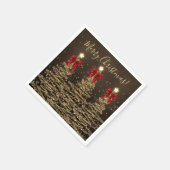 Serviette En Papier Festive Holiday Gold Christmas Trees w/ Red Bows (Coin)