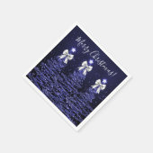 Serviette En Papier Festive Holiday Navy Christmas Trees Silver Bows (Coin)