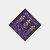 Serviette En Papier Festive Holiday Purple Christmas Trees Gold Bows (Coin)