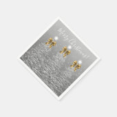 Serviette En Papier Festive Holiday Silver Christmas Trees Gold Bows (Coin)