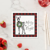 Serviette En Papier Festive Holiday Zebra Holly wreath buffalo plaid (En situation)