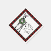 Serviette En Papier Festive Holiday Zebra Holly wreath buffalo plaid (Coin)