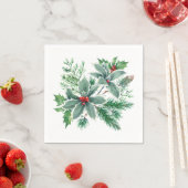 Serviette En Papier Festive Holly Berry Fête de Noël (En situation)