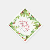 Serviette En Papier Festive Holly Berry Fête de Noël (Coin)