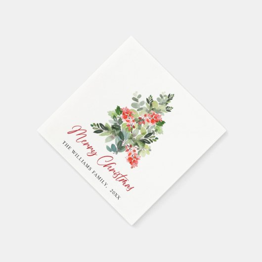 Serviette En Papier Festive Holly Berry Noël Arbre de Noël Fête (Coin)