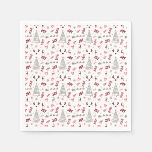 Serviette En Papier Festive Joy Christmas – Santa, Reindeer & Ho Ho Ho (Devant)