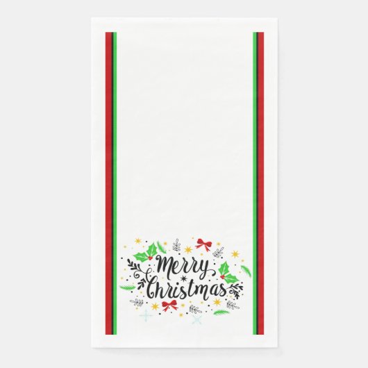 Serviette En Papier Festive Merry Christmas Paper Guest Towels (Devant)