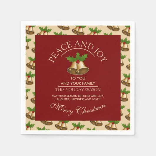 Serviette En Papier Festive Mistletoe Bells Noël (Devant)