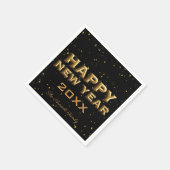 Serviette En Papier Festive moderne Black Gold scintille Bonne année (Coin)