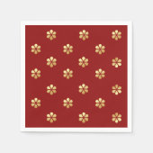 Serviette En Papier Festive moderne Rouge & Or Daisy Noël (Devant)