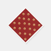 Serviette En Papier Festive moderne Rouge & Or Daisy Noël (Coin)