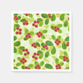 Serviette En Papier Festive Motif de fruits de canneberge, vert (Devant)