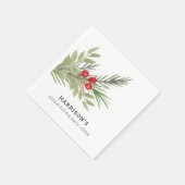Serviette En Papier Festive Noël Aquarelle Verdure (Coin)