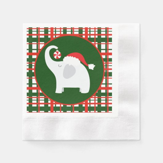 Serviette En Papier Festive Noël blanc éléphant (Devant)
