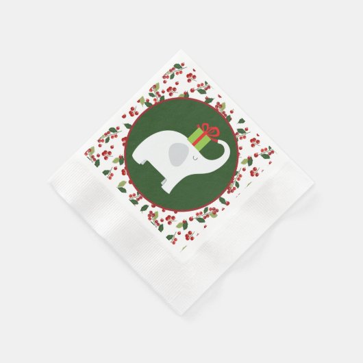 Serviette En Papier Festive Noël blanc éléphant (Coin)