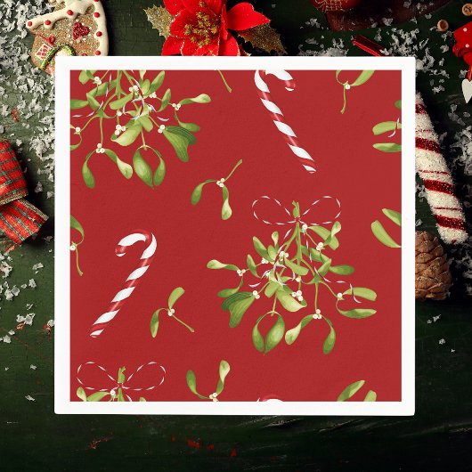 Serviette En Papier Festive Noël Mistletoe Vacances Verdure