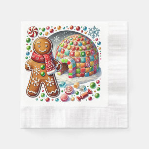 Serviette En Papier Festive Noël pain d'épices biscuit fête