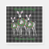 Serviette En Papier Festive Noël zèbres, xmas couronne, plaid gris (Devant)