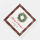 Serviette En Papier Festive Pine Wreath Christmas Napkins Custom Text (Coin)