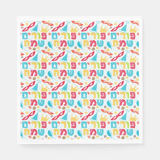 Serviette en papier festive pour Pourim (Devant)