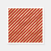 Serviette En Papier Festive Red et Gold Diagonal Stripes (Devant)