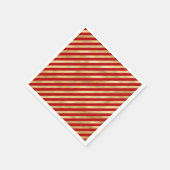 Serviette En Papier Festive Red et Gold Diagonal Stripes (Coin)