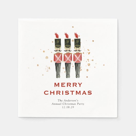Serviette En Papier Festive Red & Gold Nutcracker Noël (Devant)