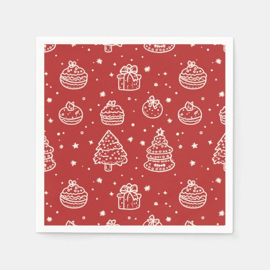 Serviette En Papier Festive Red Minimal Noël Cookie (Devant)