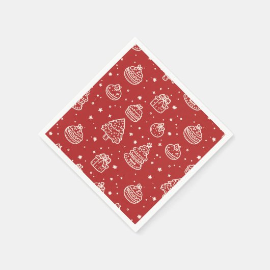 Serviette En Papier Festive Red Minimal Noël Cookie (Coin)