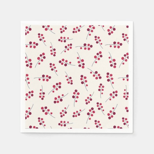 Serviette En Papier Festive Red Pip Berries vacances (Devant)