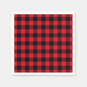 Serviette En Papier Festive Red Plaid Motif Holiday