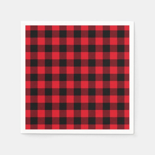 Serviette En Papier Festive Red Plaid Motif Holiday (Devant)