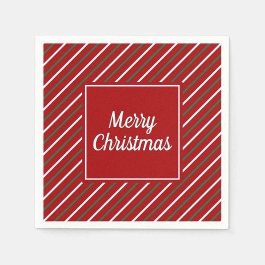 Serviette En Papier Festive Red Stripes Motif Noël (Devant)