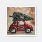 Serviette En Papier Festive Retro Car Christmas Napkins – Table Set (Devant)